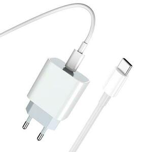 Incarcator Retea Cu Cablu USB-C Prestico F8S, 20W, 3A, 1 x USB-C (Alb) imagine