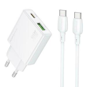 Incarcator Retea Cu Cablu USB-C Borofone BN25 Wish, 30W, 3A, 1 x USB-A, 1 x USB-C, Alb imagine