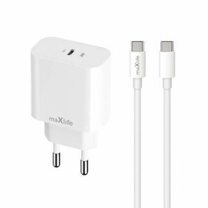 Incarcator Retea Cu Cablu USB-C MaXlife MXTC-06-20C, 20W, 3A, 1 x USB-C, Alb imagine