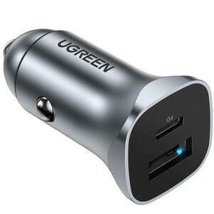 Incarcator Auto UGREEN CD130, 30W, 3A, 1 x USB-A - 1 x USB-C, Gri imagine