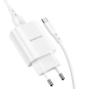 Incarcator Retea Borofone BN1 Innovative, USB, 10W + cablu USB Type-C, 1m (Alb) imagine
