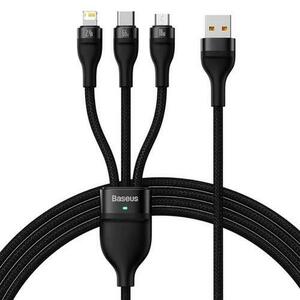 Cablu de date 3in1 Baseus Flash Series 2 CASS040001, USB - USB-C + micro USB + Lightning, 66W, 1.2m imagine