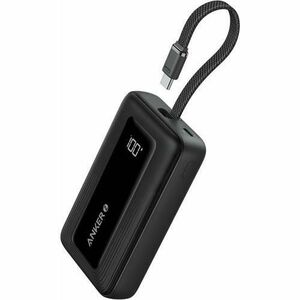Acumulator extern Anker Zolo 20.000 mAh, 30W, 1x USB-C, 1x USB-A, cablu USB-C incorporat (Negru) imagine