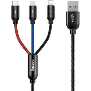 Cablu de date Baseus Colors CAMLT-BSY01, USB-A - Lightning / microUSB / USB-C, 18W, 1.2m, Negru imagine
