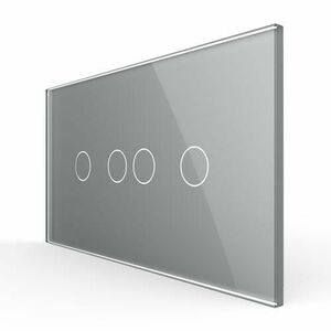 Intrerupator Dublu + Dublu cu Touch LIVOLO cu Rama Din Sticla, Standard Italian, 4M (Gri) imagine