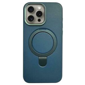 Husa Piele Lemontti MagSafe cu inel stand iPhone 15 Pro, Verde imagine