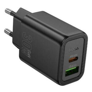 Incarcator Retea HOCO N63, 30W, 3A, 1 x USB-A - 1 x USB-C, Negru imagine