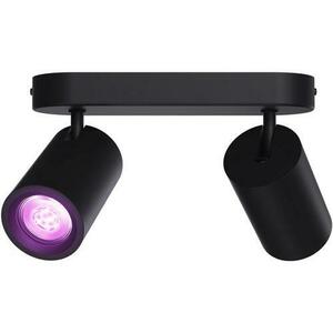 Plafoniera LED RGB inteligenta Calex, ovala, cu 2 spoturi, Wi-Fi, Bluetooth, 4.9W, 345 lm, dimabila, lumina alba si colorata (2200-4000K), 19cm, Negru Mat, Clasa energetica G imagine
