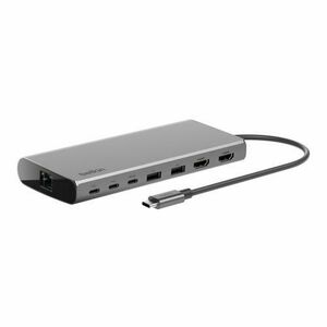 HUB USB Belkin Connect Universal Core Hub USB-C 8-in-1 INC015btSGY-CZ, 2x USB-A, 3x USB-C, Ethernet (Gri) imagine