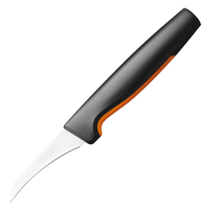 Cutit pentru decojit cu lama curbata Fiskars Functional Form, 7 cm (Negru/Inox) imagine