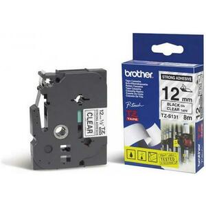Banda laminata Brother puternic adeziva TZ 8m/12mm (negru/transparent) imagine