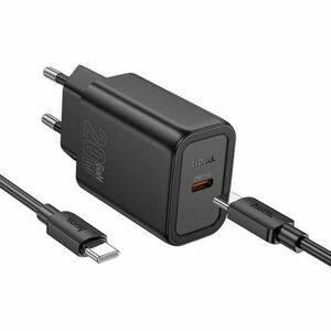 Incarcator Retea Cu Cablu Lightning HOCO N60, 20W, 3A, 1 x USB-C (Negru) imagine