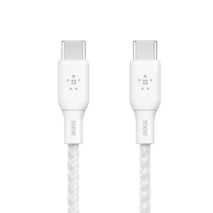 Cablu de date Belkin Braided USB-C/USB-C, 100W, 2m (Alb) imagine