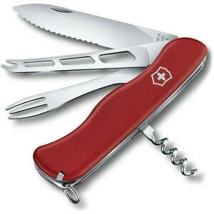 Briceag multifunctional Victorinox Cheese Master Swiss Army Knife 0.83 13.W, 8 functii, Lama ondulata, Lama branza, Furculita fondue, Deschizator sticle, Breloc, Penseta, Scobitoare (Rosu) imagine