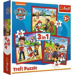 Puzzle Trefl 3 in 1 Paw Patrol, Catelusi fericiti, 20/36/50 piese imagine