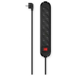 Prelungitor Hama 223037, cu intrerupator, montare pe perete, 6 prize, H05VV-F3G1.5, 1.5 m (Negru) imagine