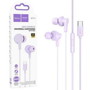 Casti Stereo USB-C HOCO M114, microfon (Mov) imagine