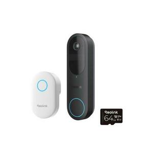 Sonerie wireless WiFi dual band Reolink D340B+CHIME+64GB, 4 MP, 1.2 mm, 2.4-5 GHz, 7000 mAh, PIR, microfon si difuzor, slot card imagine