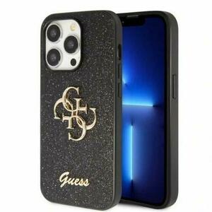 Husa de protectie Guess Fixed Glitter 4G Metal Logo pentru iPhone 15 Pro (Negru) imagine