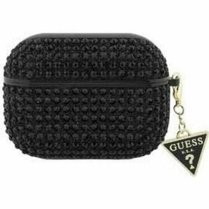 Husa de protectie Guess Rhinestones Triangle Metal Logo pentru AirPods Pro 2, Negru imagine