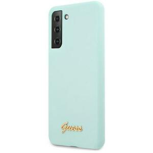 Husa de protectie Guess Silicone Metal Logo Script pentru Samsung Galaxy S21 Plus 5G (Verde) imagine