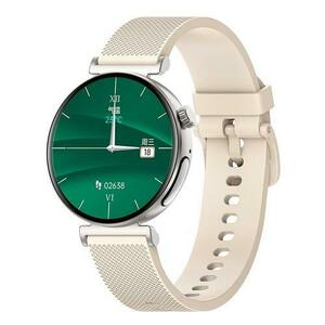 Smartwatch iSEN JA02, Ecran AMOLED 1.23inch HD, Glicemie, Apel Bt, Apel SOS, Asist. vocala, Nivel radiatii, EKG, Acid uric, Lipide sange, Termometru, Masa corporala, 240mAh (Argintiu/Crem) imagine