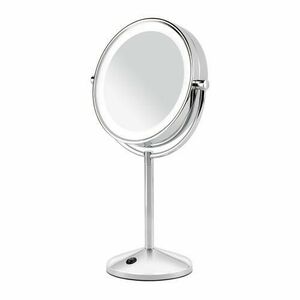 Oglinda cosmetica BaByliss 9436E, Led, Lupa, Marire 10x, 19 cm, 2 fete, rotire 360°, Baterii AA (Argintiu) imagine