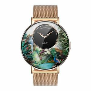 Smartwatch iSEN KM88, Ecran AMOLED 1.32inch, HRV, ECG, Functii Sanatate, Bluetooth Call, Asistenta vocala, Compatibil iOS/Android (Auriu) imagine
