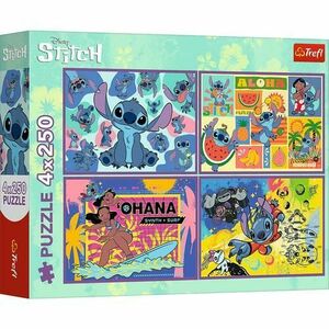 Puzzle Trefl din 4 x 250 piese - Uimitorul Stitch imagine