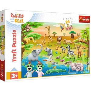 Puzzle Trefl 24 Maxi Babies And The Bear Safari imagine