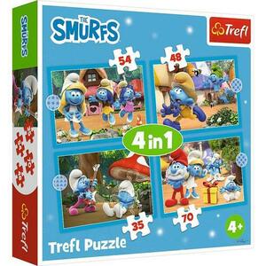 Puzzle pentru copii Trefl 4 in 1 - Satul strumfilor imagine