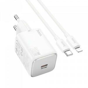 Incarcator Retea Cu Cablu Lightning HOCO N40, 20W, 3A, 1 x USB-C, Alb imagine