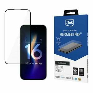 Folie de protectie 3mk HardGlass Max pentru iPhone 16, Negru imagine