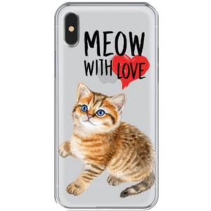 Protectie Spate Lemontti Art Meow With Love LEMHSPXSMLV pentru iPhone X (Multicolor) imagine