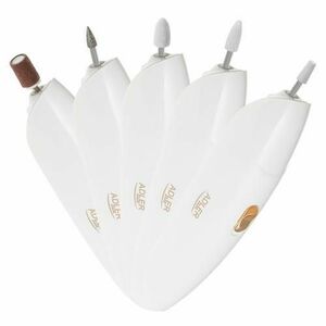 Freza de unghii 5in1 Adler AD 2179, 5 freze interschimbabile, Lumina LED, Geanta practica de calatorie (Alb) imagine