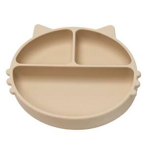 Farfurie compartimentata din silicon cu ventuza, AppeKids Kitty Bubble Beige imagine