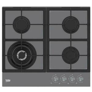 Plita incorporabila Beko HILW64225SZG, Gaz, 4 Arzatoare, Arzator Wok, 60 cm (Gri) imagine