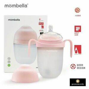 Biberon Anticolici Mombella Breast-Like, 300ml, Tetina 360°, XL Flux Consistent, 100% Silicon, Roz imagine