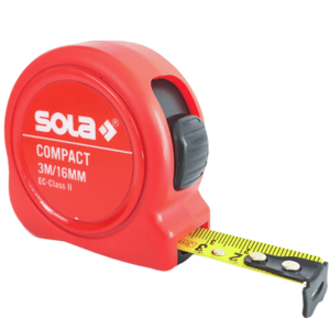 Ruleta Sola Compact, 3m x 16 mm, clasa precizie II (Rosu) imagine