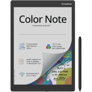 Tableta ePaper PocketBook Color Note, Ecran E Ink Kaleido 3, Procesor Quad Core 1.5GHz, 4GB RAM, 32GB Flash, Wi-Fi, Bluetooth, Android, Stylus (Gri) imagine
