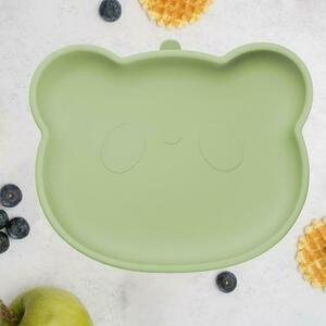 Farfurie din silicon cu ventuza AppeKids The Little Bear Raw Green, 6 luni+ imagine