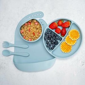 Set Diversificare AppeKids Classic Aqua Blue, 100% Silicon, 6 luni+ imagine