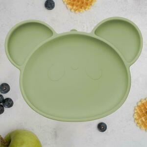 Farfurie din silicon cu ventuza AppeKids Panda Raw Green, 6 luni+ imagine