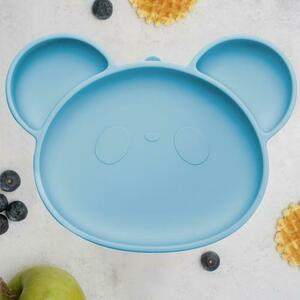 Farfurie din silicon cu ventuza AppeKids Panda Aqua Blue, 6 luni+ imagine