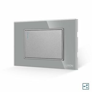 Intrerupator Simplu Cap Scara Mecanic LUXION cu Rama din Sticla, Standard Italian, 3M (Gri) imagine