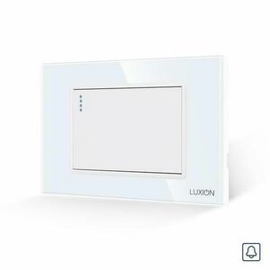 Intrerupator cu Revenire (Sonerie) Mecanic LUXION cu Rama din Sticla, Standard Italian, 3M (Alb) imagine