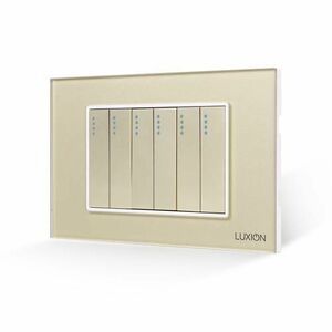 Intrerupator Mecanic 6 Posturi LUXION cu Rama din Sticla, Standard Italian, 3M (Auriu) imagine