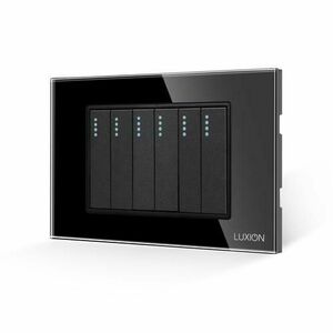Intrerupator Mecanic 6 Posturi LUXION cu Rama din Sticla, Standard Italian, 3M (Negru) imagine
