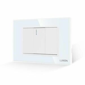 Intrerupator Simplu Mecanic 1M si 2 Taste False LUXION cu Rama din Sticla, Standard Italian, 3M (Alb) imagine