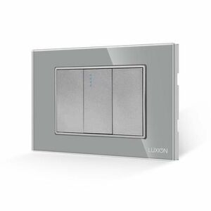 Intrerupator Simplu Mecanic 1M si 2 Taste False LUXION cu Rama din Sticla, Standard Italian, 3M (Gri) imagine